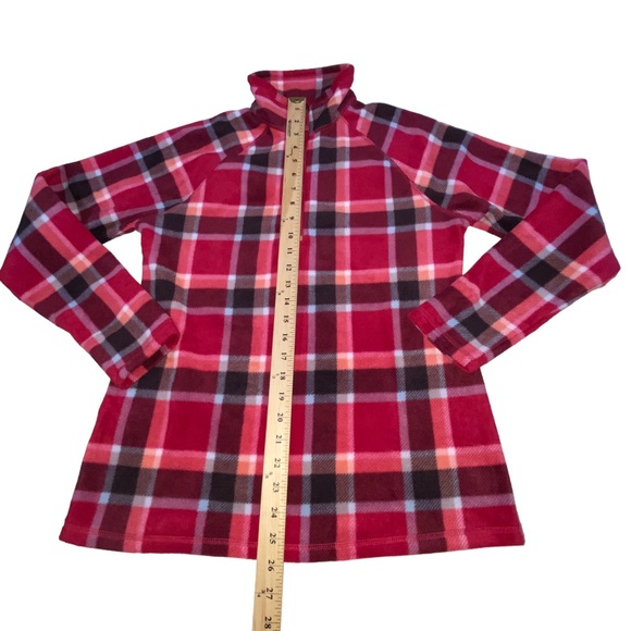 Eddie Bauer Venture Red Plaid 1/4 Zip Plush Pullover Fleece Top - Women’s Small - Picture 3 of 12